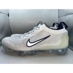 Nike Air VaporMax 2021 FK Mens 13 White Black Metallic Silver DH4084-100 EUC